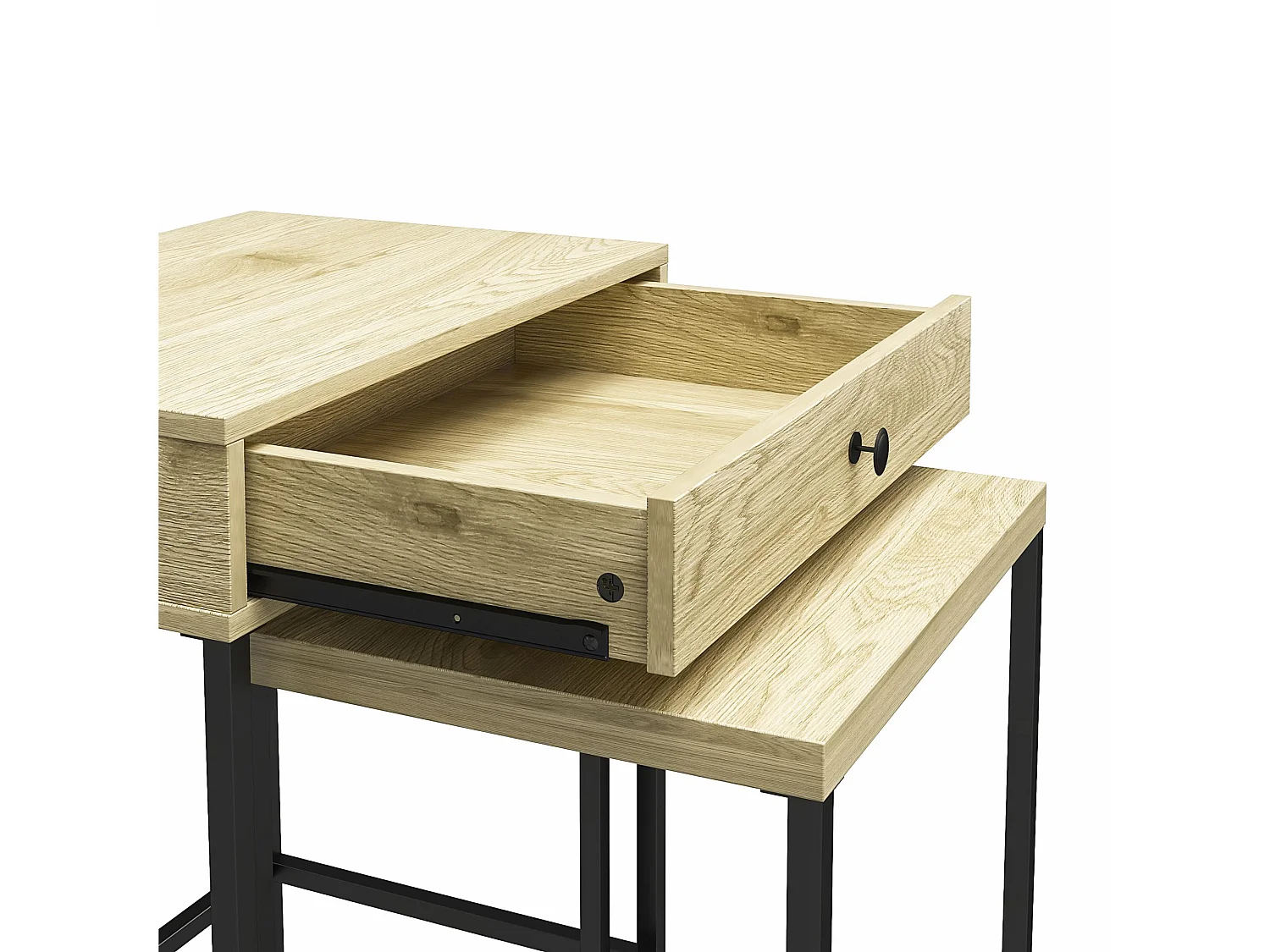 Tamlin | Tables d'appoint set de 2 en panneaux de particules mélaminés nature