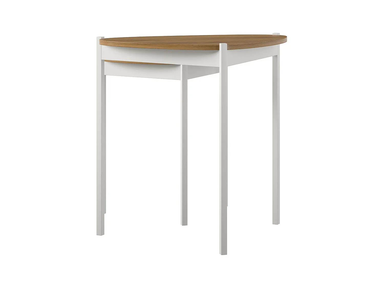 Bijzettafels in MDF walnoot en frame in metaal wit