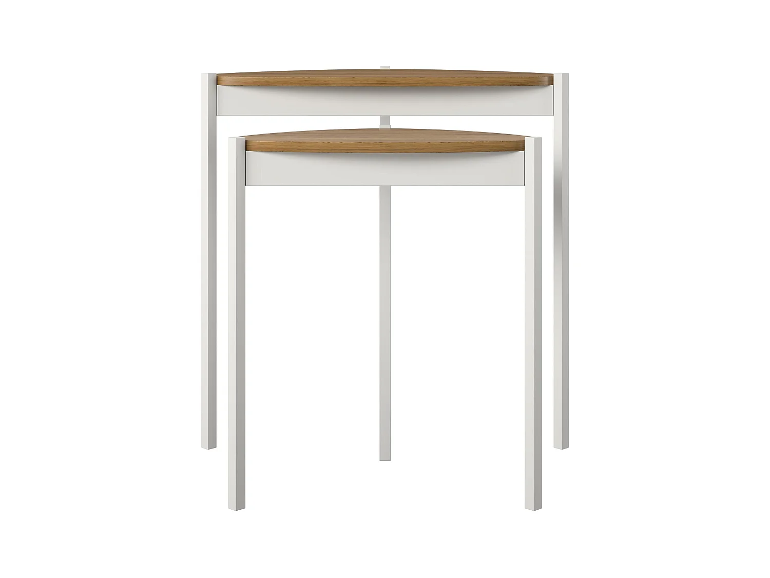 Tallulah | Tables gigognes en MDF noyer et structure en métal blanc