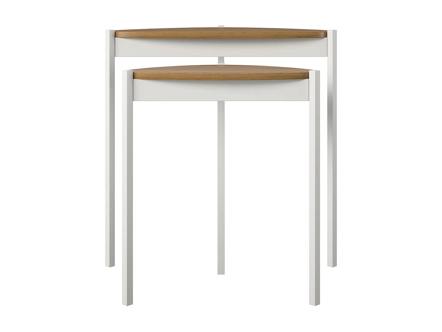 Tallulah | Tables gigognes en MDF noyer et structure en métal blanc