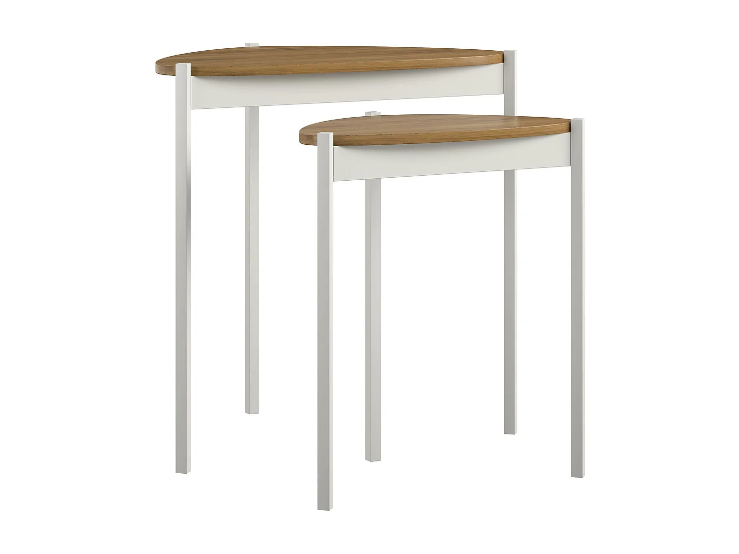Tallulah | Tables gigognes en MDF noyer et structure en métal blanc