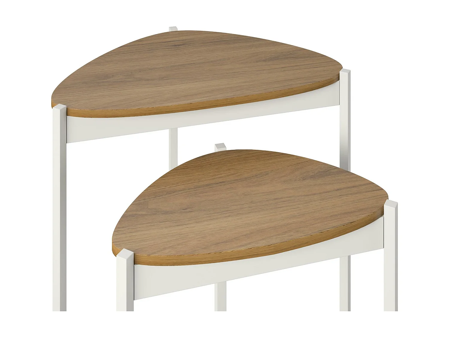 Tallulah | Tables gigognes en MDF noyer et structure en métal blanc