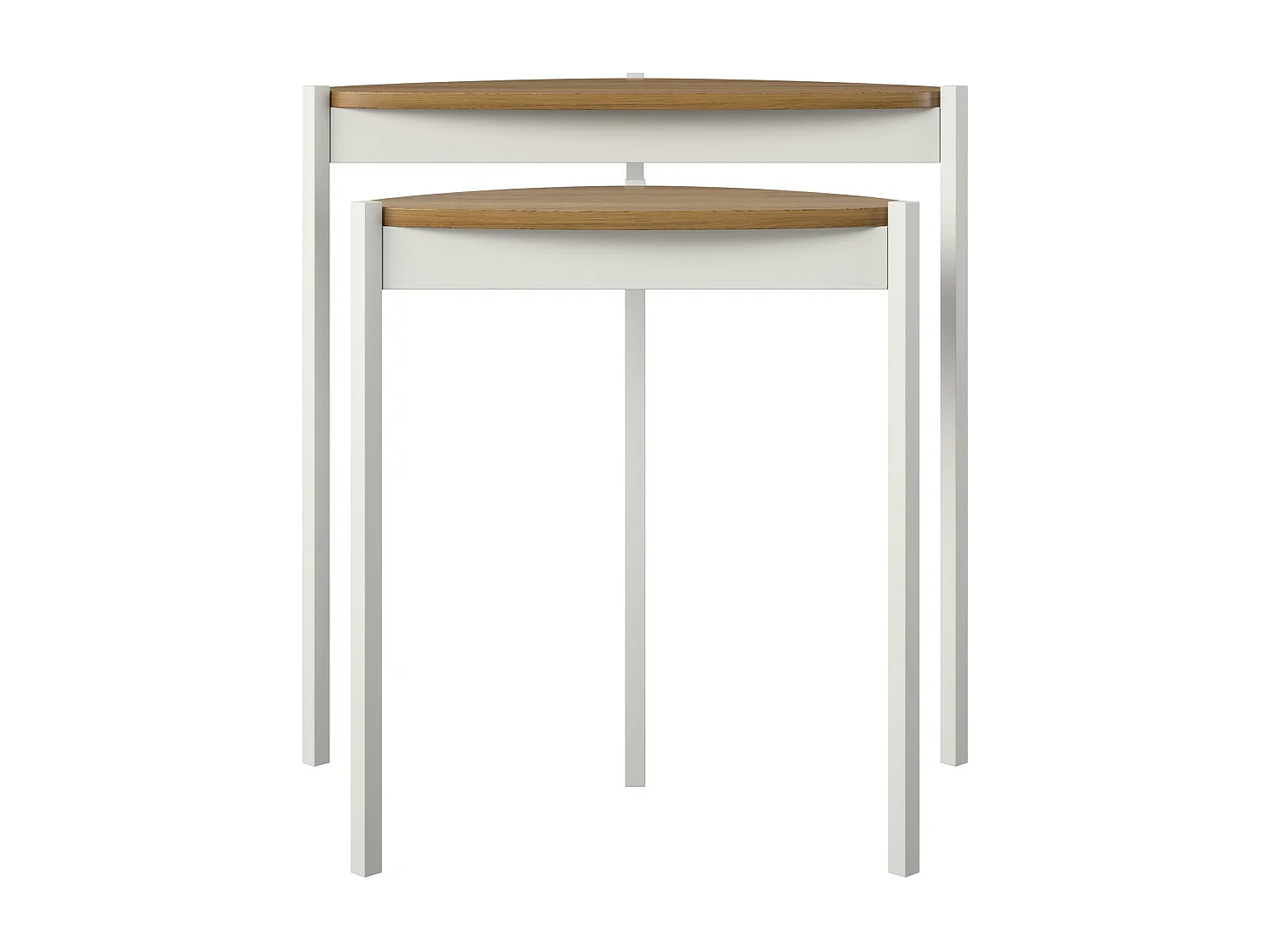 Tallulah | Tables gigognes en MDF noyer et structure en métal blanc