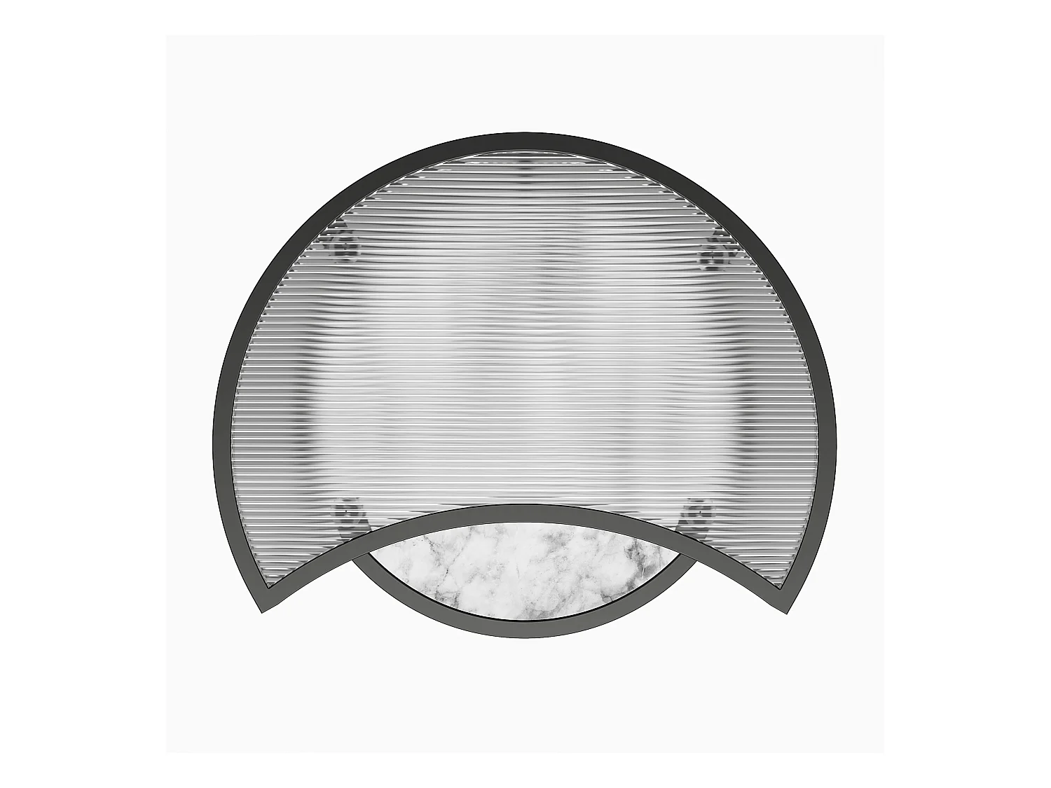 Bijzettafels in glas wit marmer en metalen onderstel in zwart