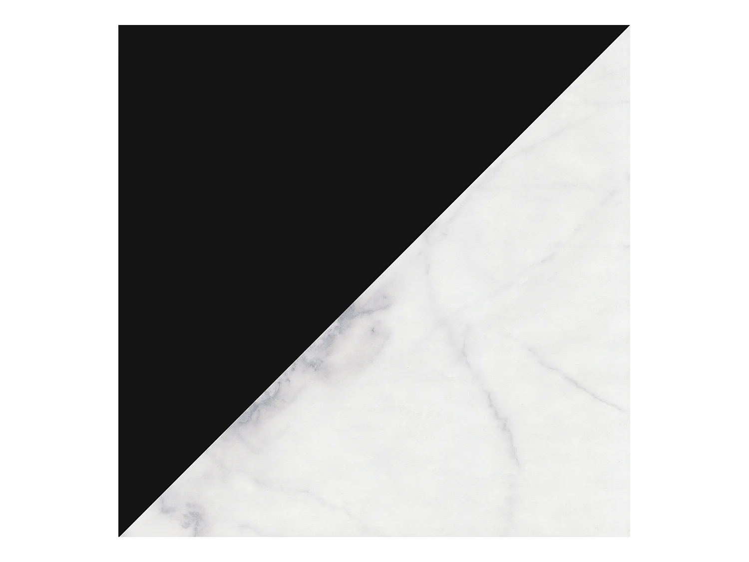 Bijzettafels in glas wit marmer en metalen onderstel in zwart