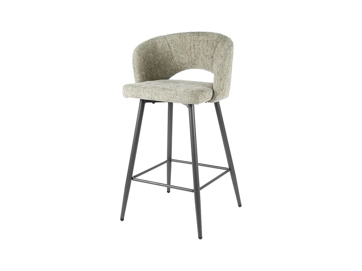 Tabouret de bar beige sable en velours tissé avec dossier ouvert (lot de 2) GALWAY
