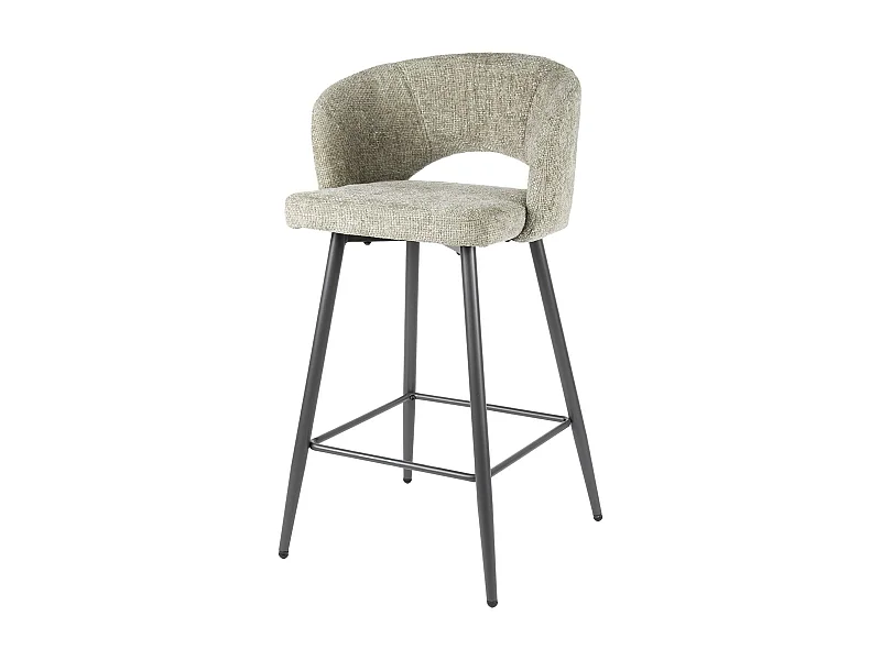 Tabouret de bar beige sable en velours tissé avec dossier ouvert (lot de 2) GALWAY