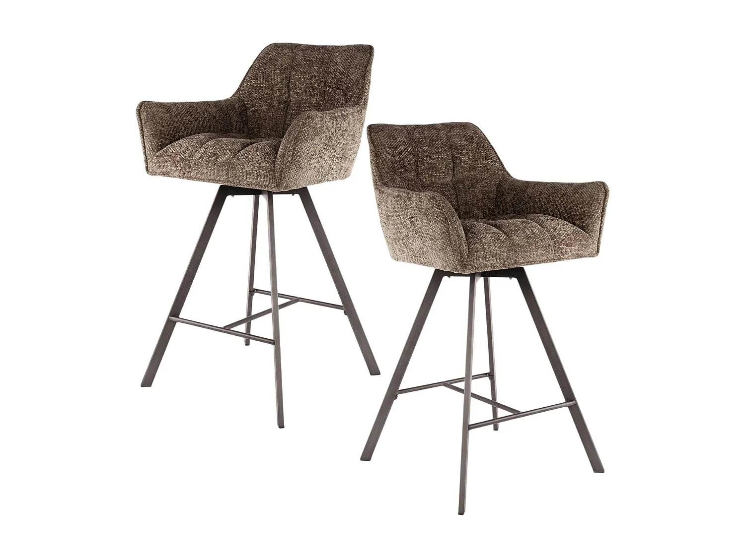 Chaise de bar pivotante en velours texturé taupe (lot de 2) MELBOURNE