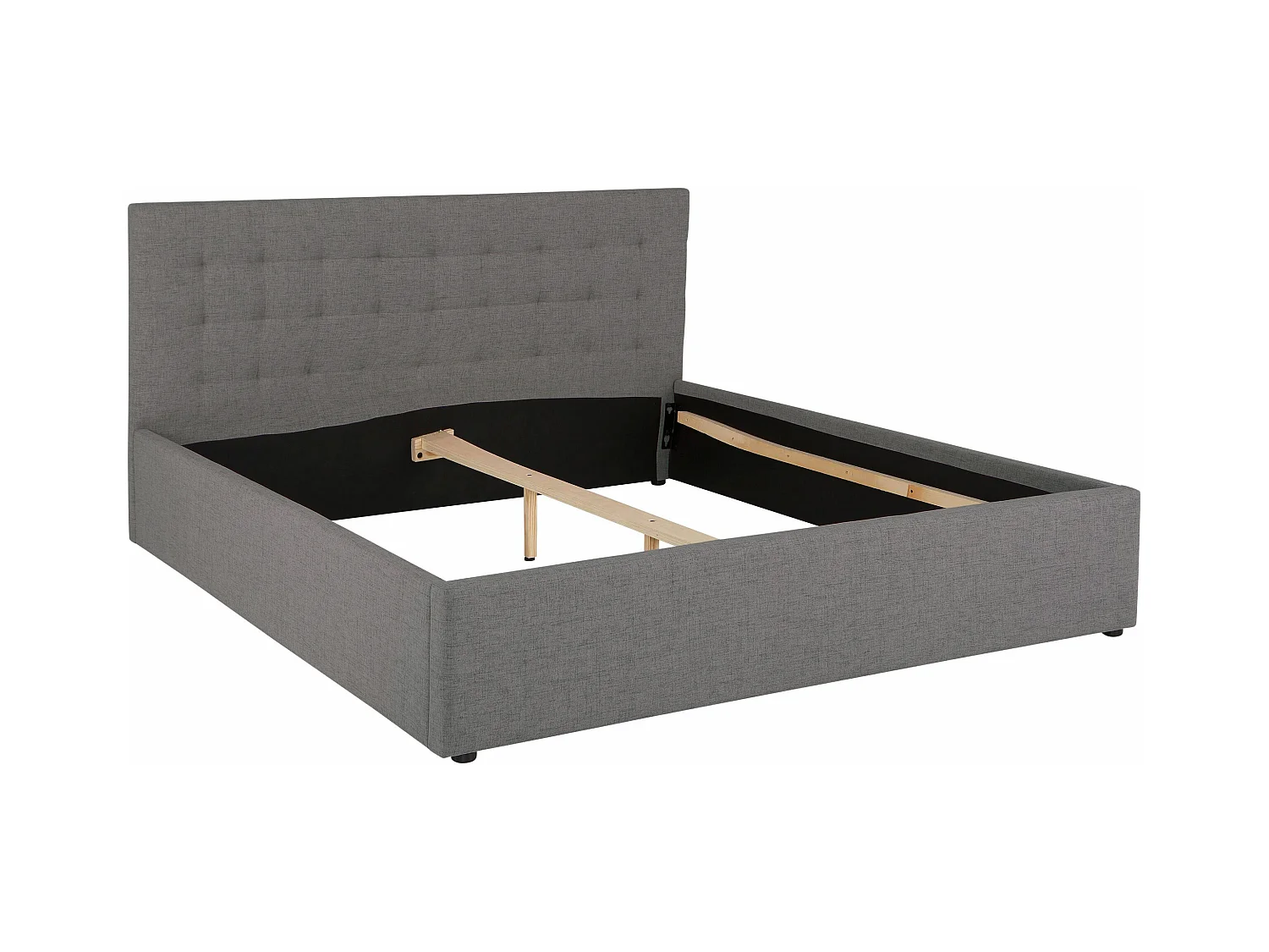 Hamar | Lit en tissu structuré gris