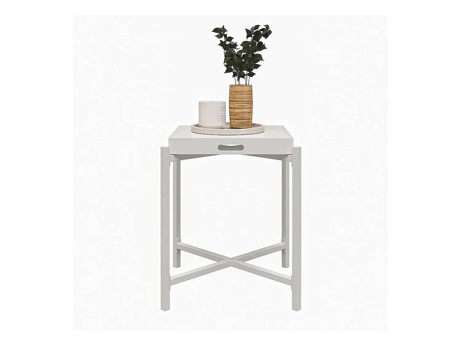 Poly | Table d'appoint avec plateau amovible en MDF blanc