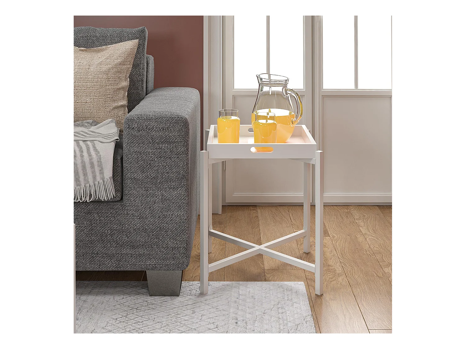 Poly | Table d'appoint avec plateau amovible en MDF blanc