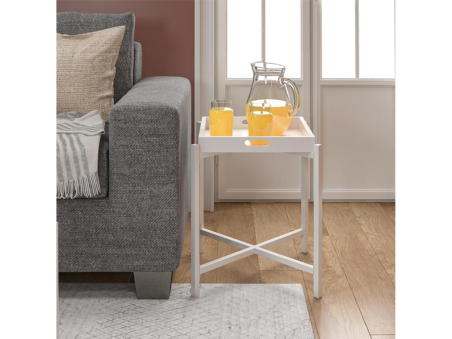 Poly | Table d'appoint avec plateau amovible en MDF blanc