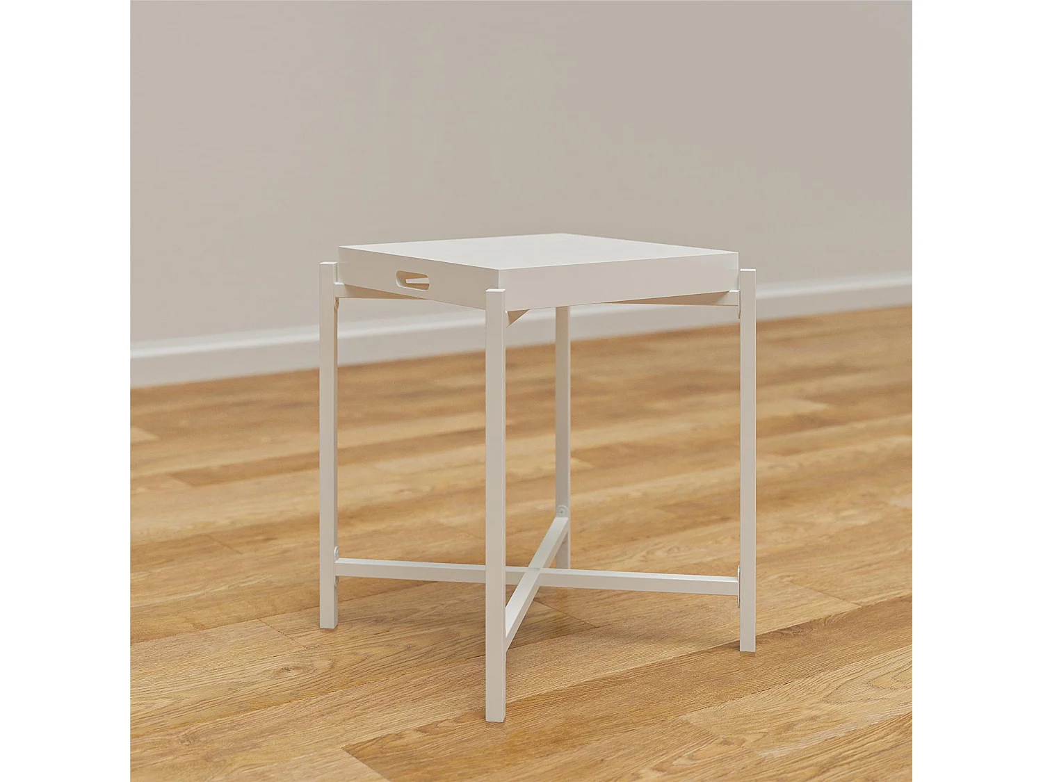 Poly | Table d'appoint avec plateau amovible en MDF blanc