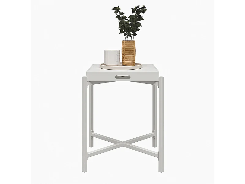 Poly | Table d'appoint avec plateau amovible en MDF blanc