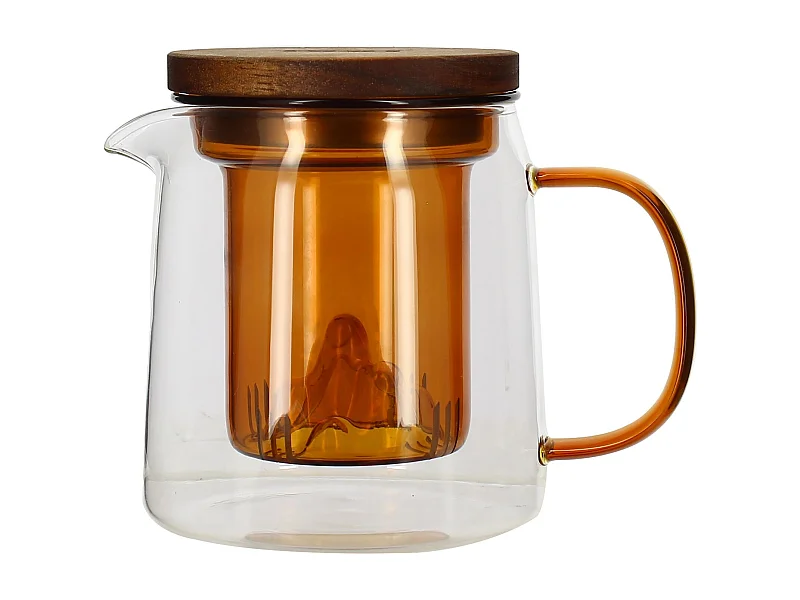Ogo Living - Theiere Laska 450ml Verre Borosilicate Avec Anse Et Infuseur Ambre