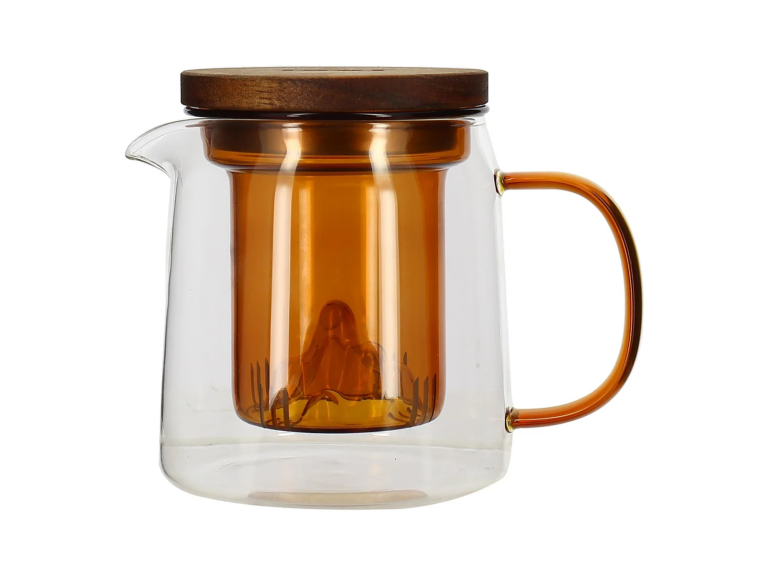 Ogo Living - Theiere Laska 450ml Verre Borosilicate Avec Anse Et Infuseur Ambre