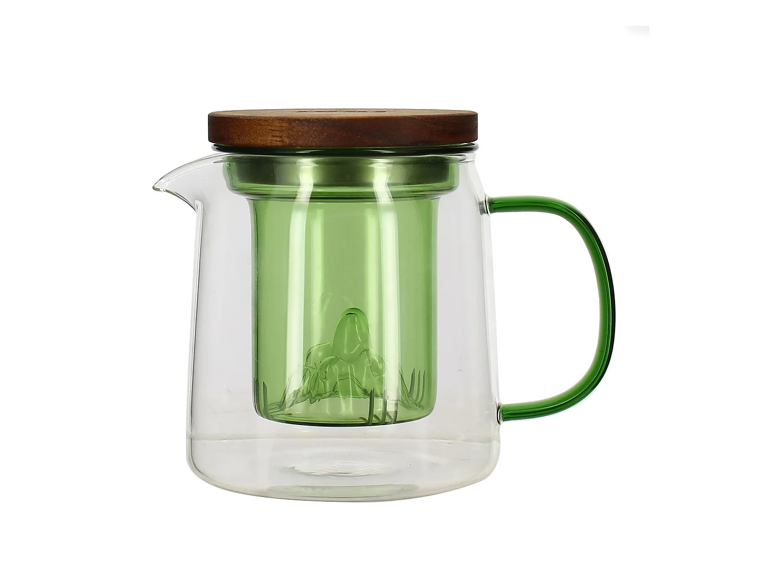 Ogo Living - Theiere Laska 450ml En Verre Borosilicate Avec Anse Et Infuseur Vert