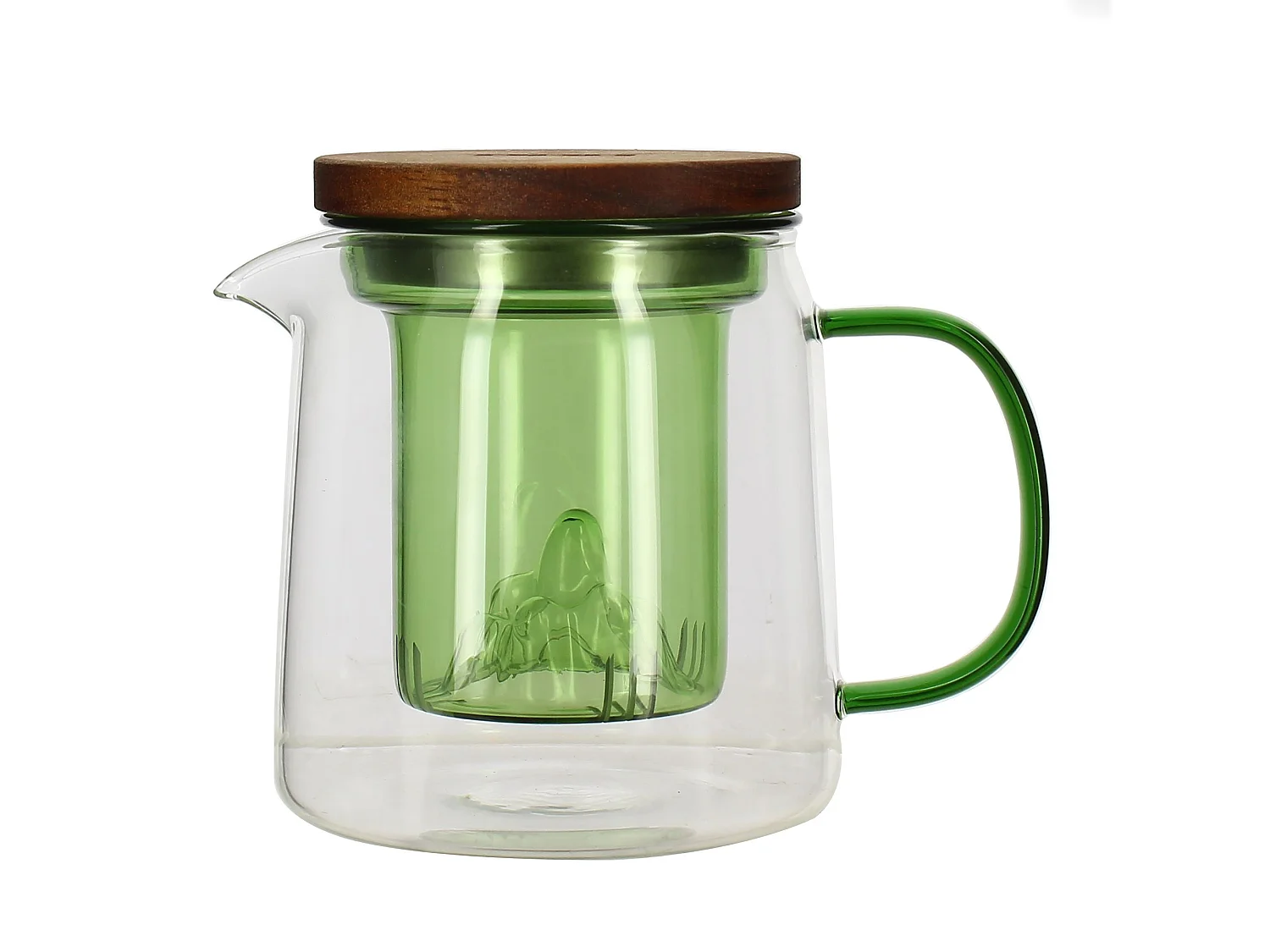 Ogo Living - Theiere Laska 450ml En Verre Borosilicate Avec Anse Et Infuseur Vert