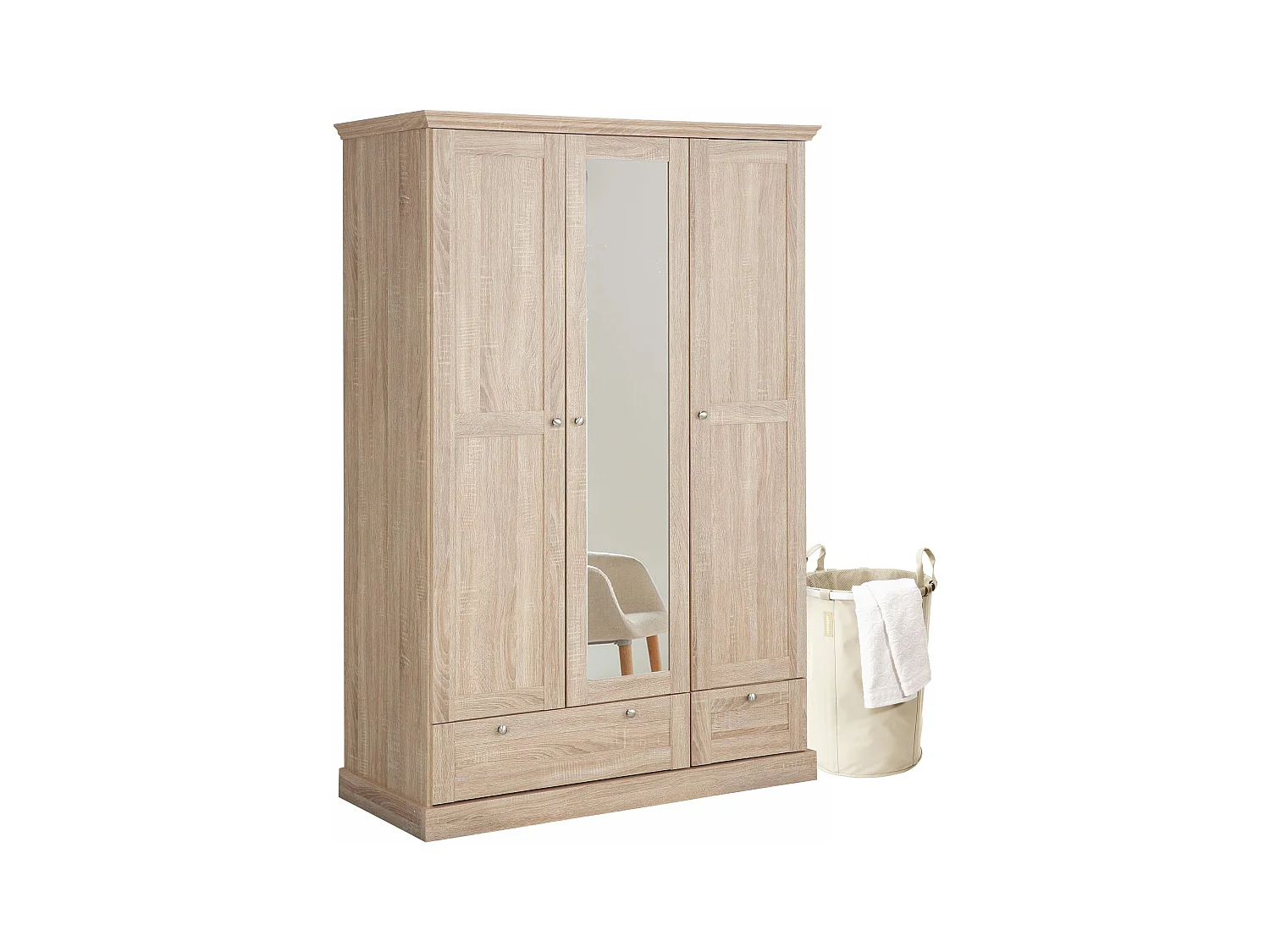 Kledingkast 3 Deurs 2 Laden Eiken 3 Deurs