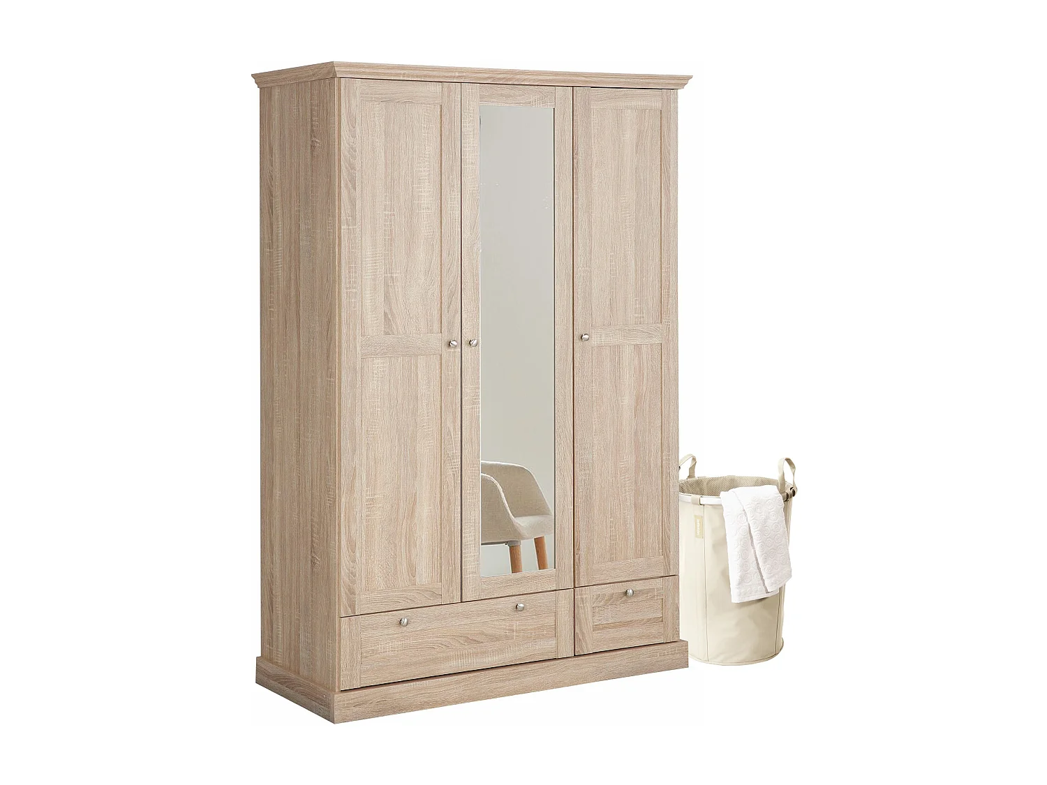 Binz | Armoire à 3 portes et 2 tiroirs en chêne