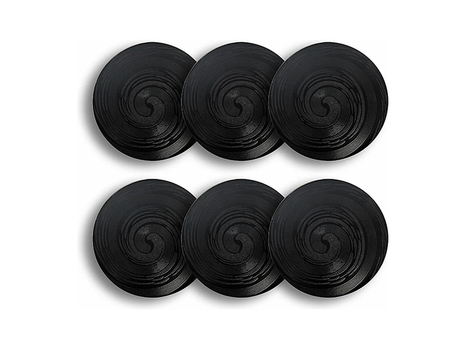 Novastyl - Lot 6 Assiettes A Dessert Tornade 21cm En Gres Noir