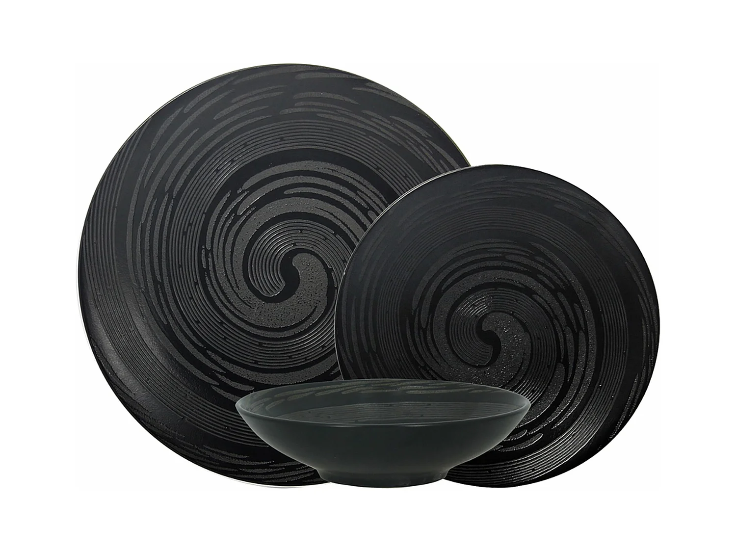 Novastyl - Lot 6 Assiettes A Dessert Tornade 21cm En Gres Noir