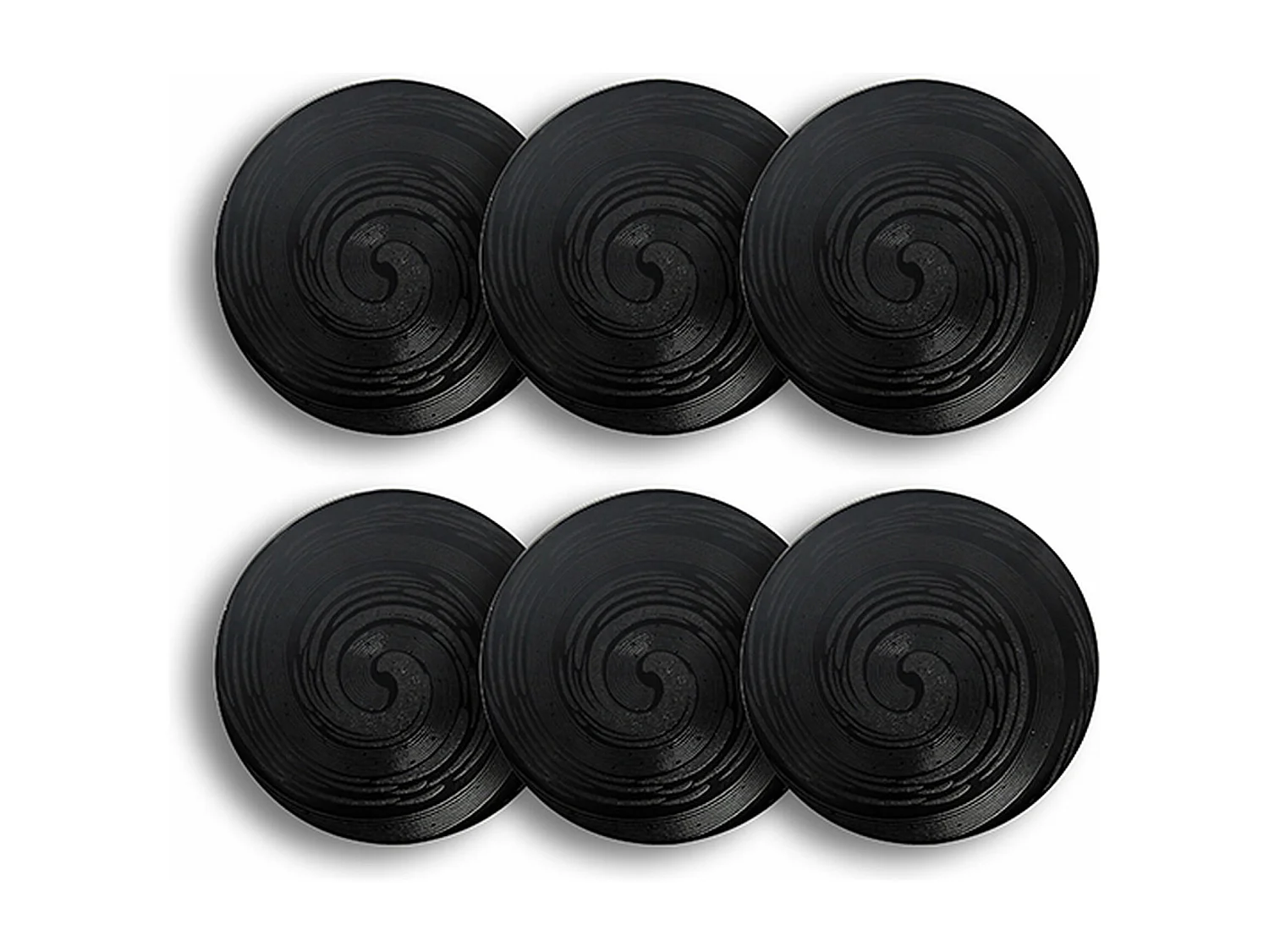 Novastyl - Lot 6 Assiettes A Dessert Tornade 21cm En Gres Noir