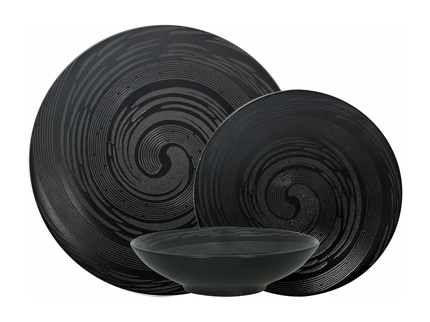Novastyl - Lot 6 Assiettes A Dessert Tornade 21cm En Gres Noir