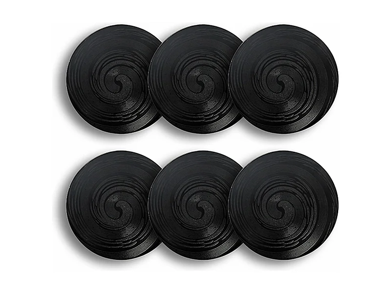 Novastyl - Lot 6 Assiettes A Dessert Tornade 21cm En Gres Noir