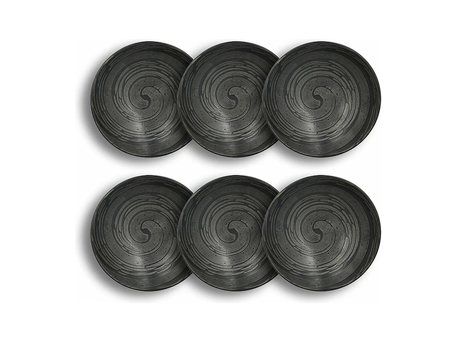 Novastyl - Lot 6 Assiettes Calottes Tornade 19cm En Gres Noir