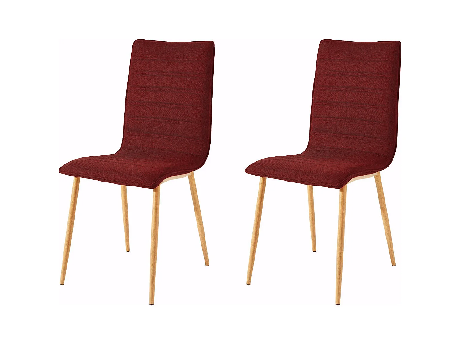 Pearl | Fauteuil de salle à manger en tissu rouge, 2 pièces