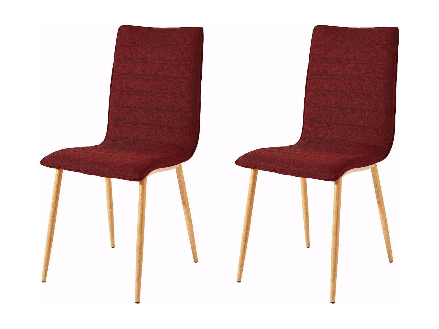 Pearl | Fauteuil de salle à manger en tissu rouge, 2 pièces