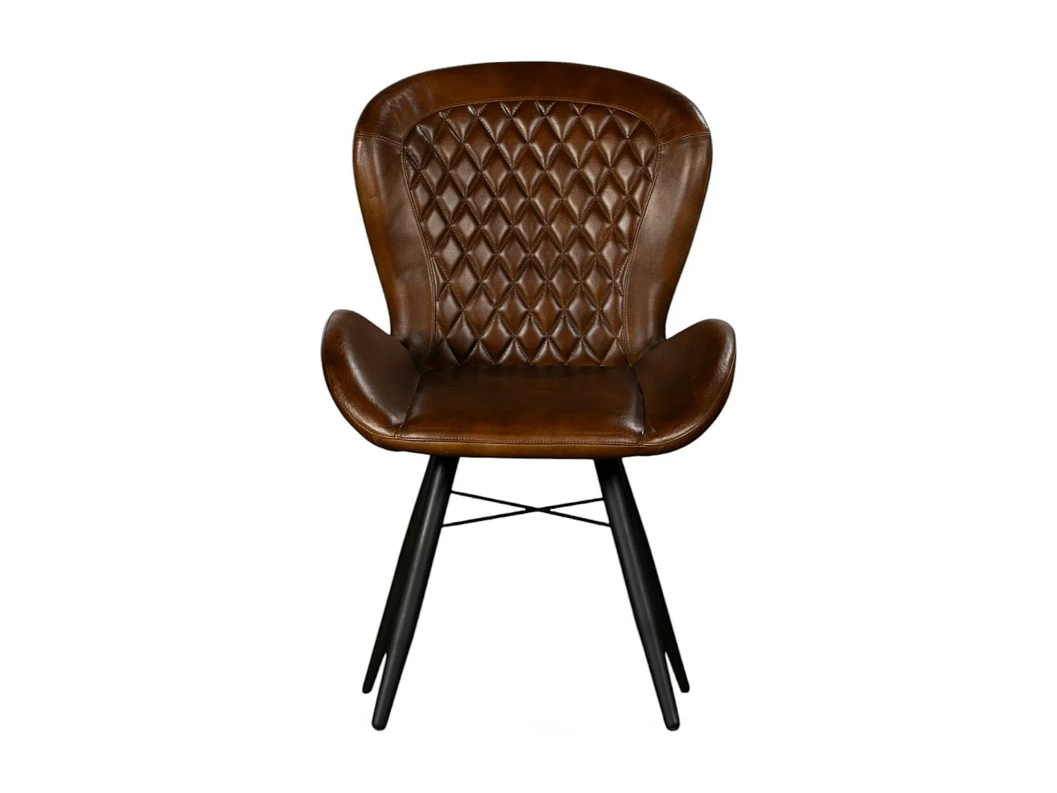 Chaise en cuir marron avec motif losange (lot de 2) MASSA