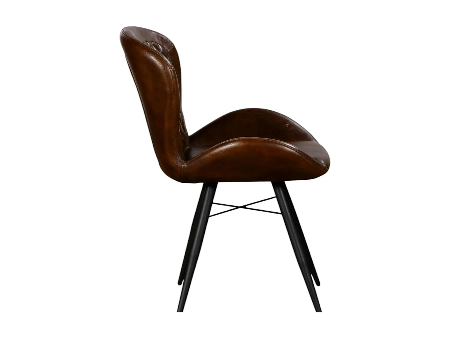 Chaise en cuir marron avec motif losange (lot de 2) MASSA