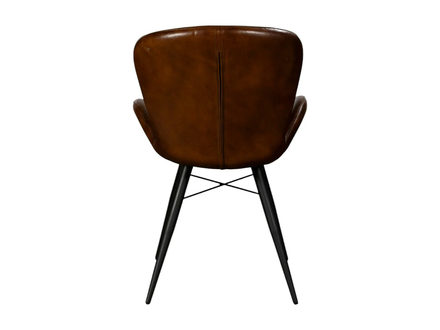 Chaise en cuir marron avec motif losange (lot de 2) MASSA