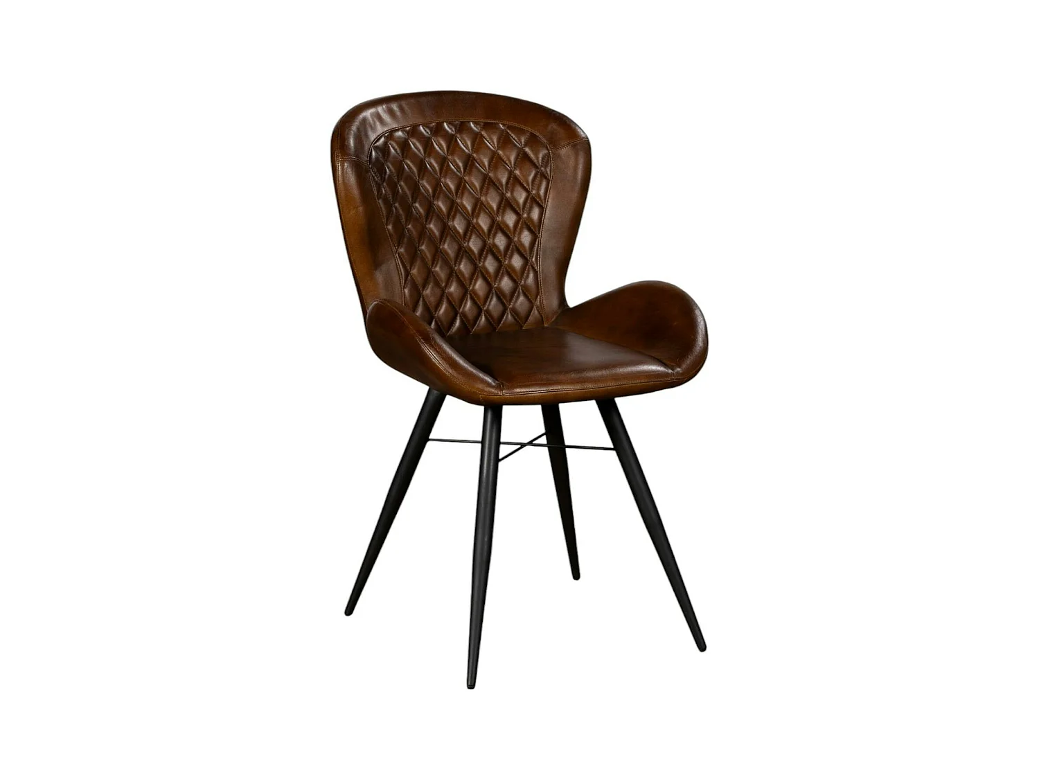 Chaise en cuir marron avec motif losange (lot de 2) MASSA