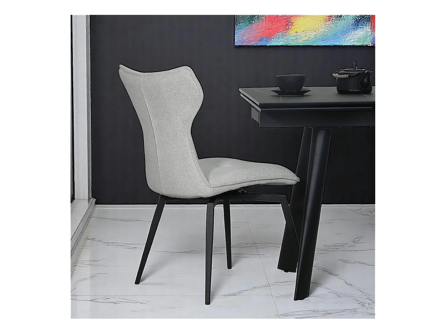 Chaise beige pivotante en velours avec passepoil (lot de 2) LOMBARDIE