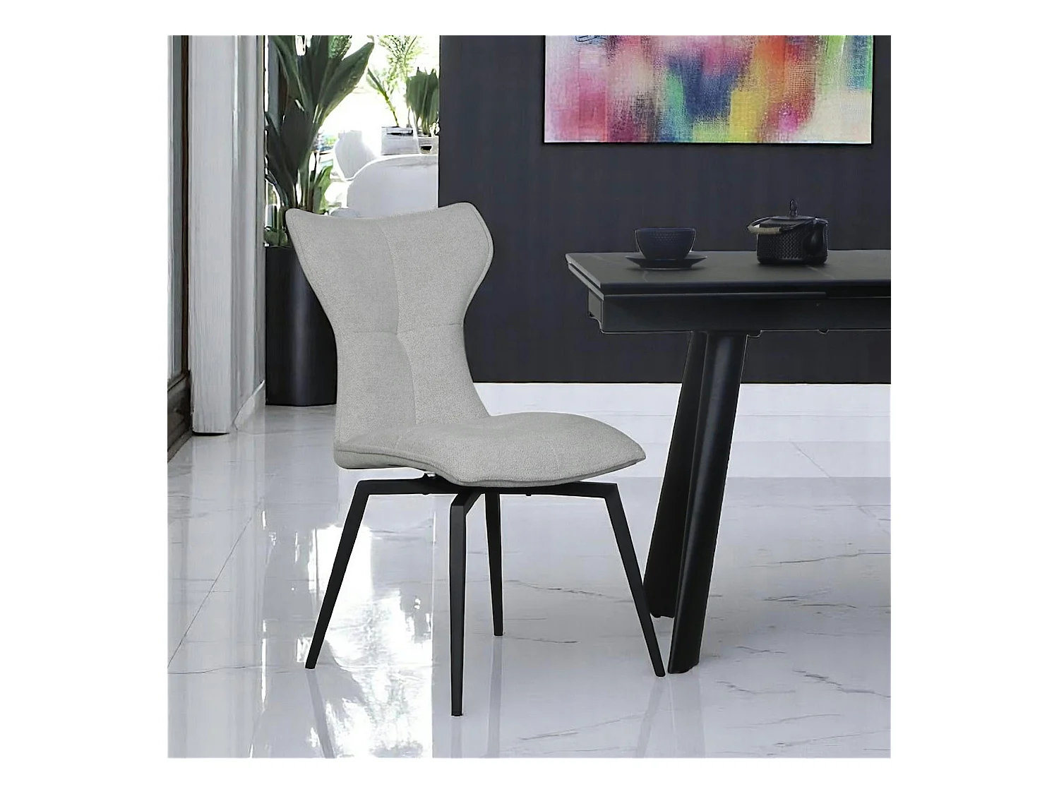 Chaise beige pivotante en velours avec passepoil (lot de 2) LOMBARDIE