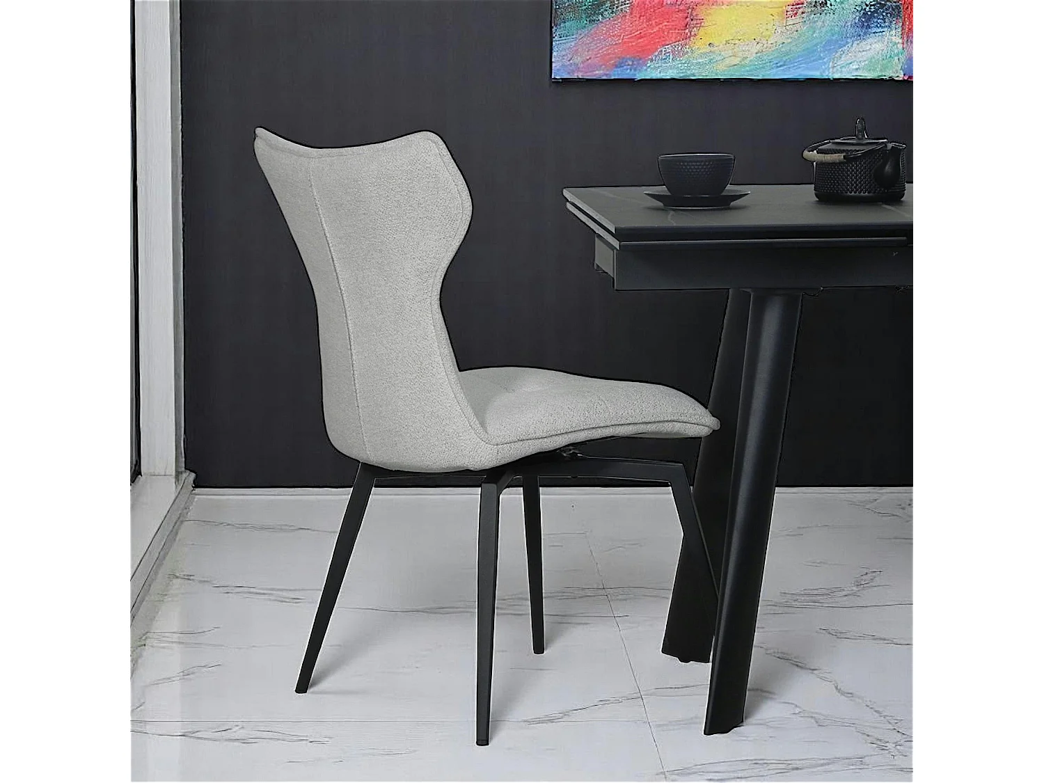 Chaise beige pivotante en velours avec passepoil (lot de 2) LOMBARDIE