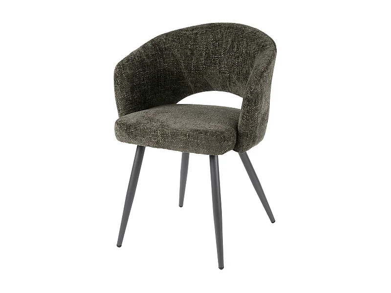 Fauteuil de table en velours tissé chocolat avec dossier ouvert (lot de 2) GALWAY