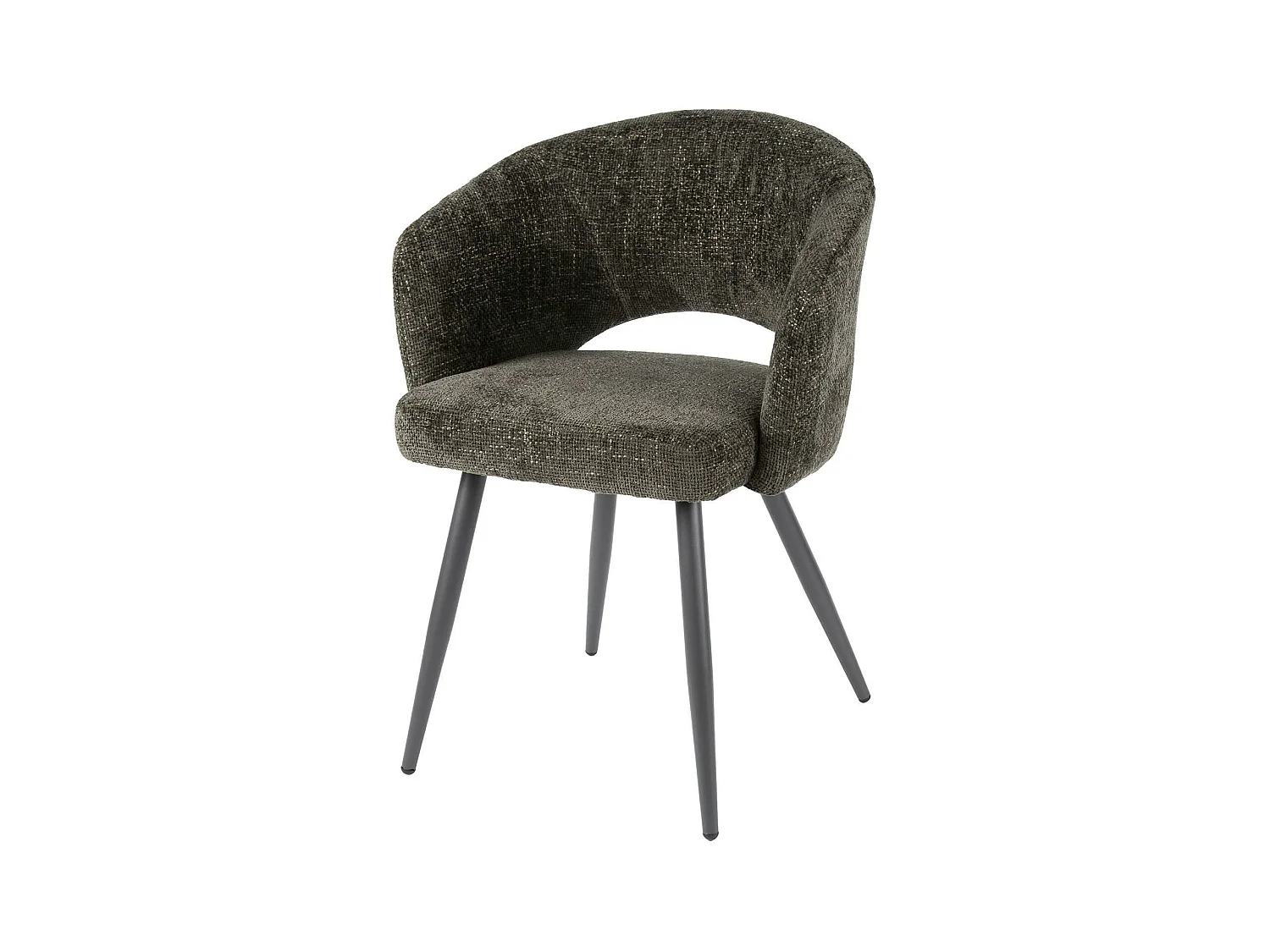 Fauteuil de table en velours tissé chocolat avec dossier ouvert (lot de 2) GALWAY