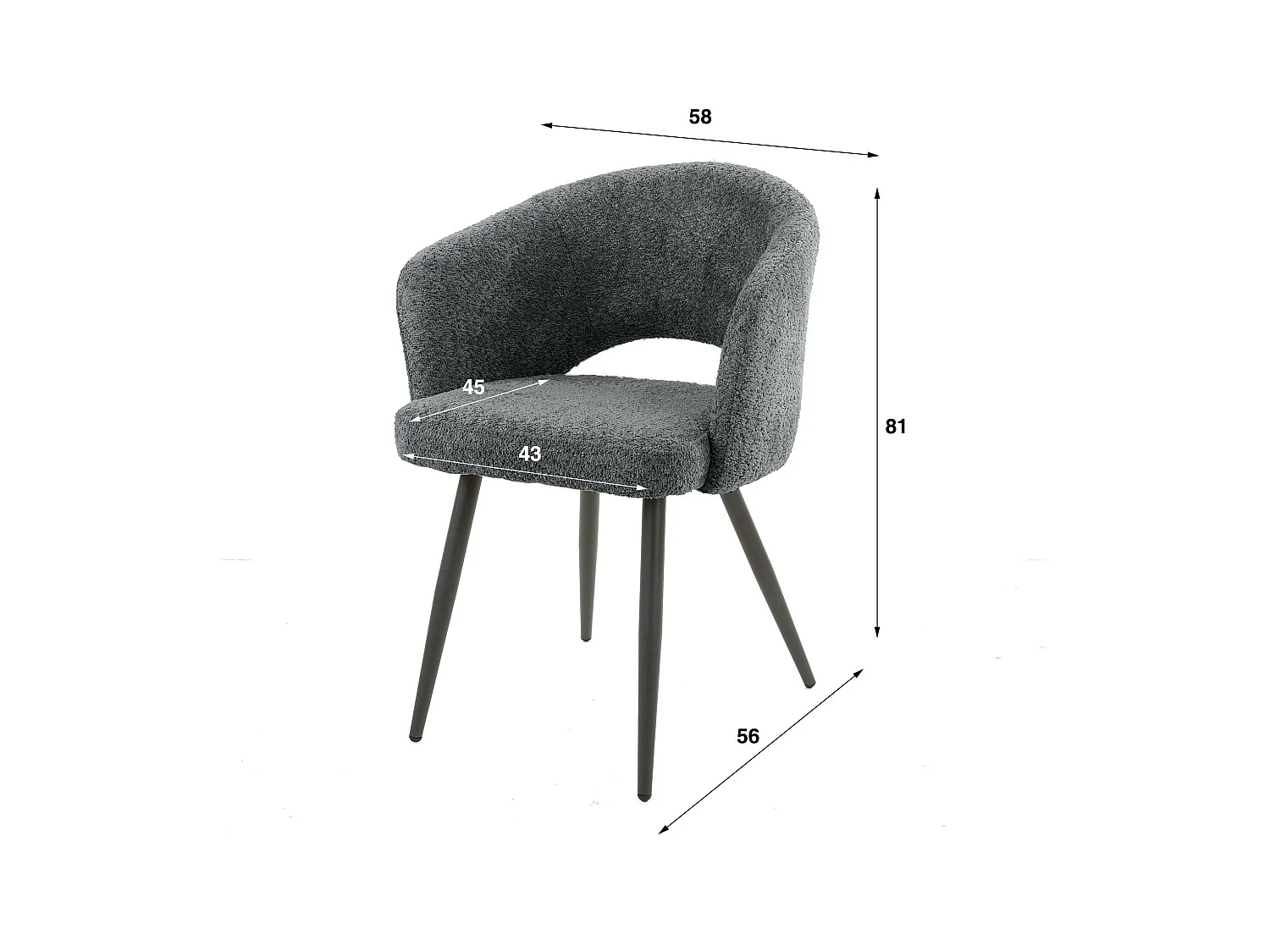 Fauteuil de table en velours tissé chocolat avec dossier ouvert (lot de 2) GALWAY