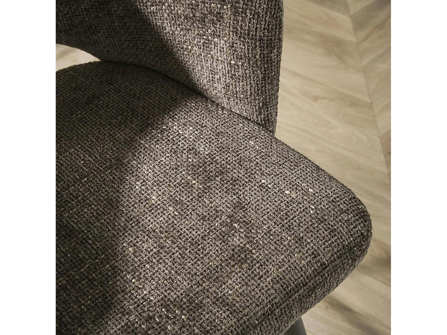 Fauteuil de table en velours tissé chocolat avec dossier ouvert (lot de 2) GALWAY