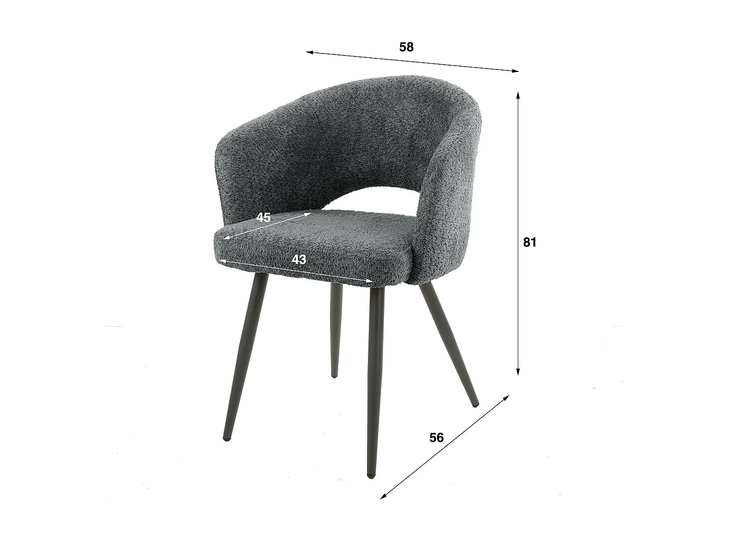 Fauteuil de table en velours tissé chocolat avec dossier ouvert (lot de 2) GALWAY