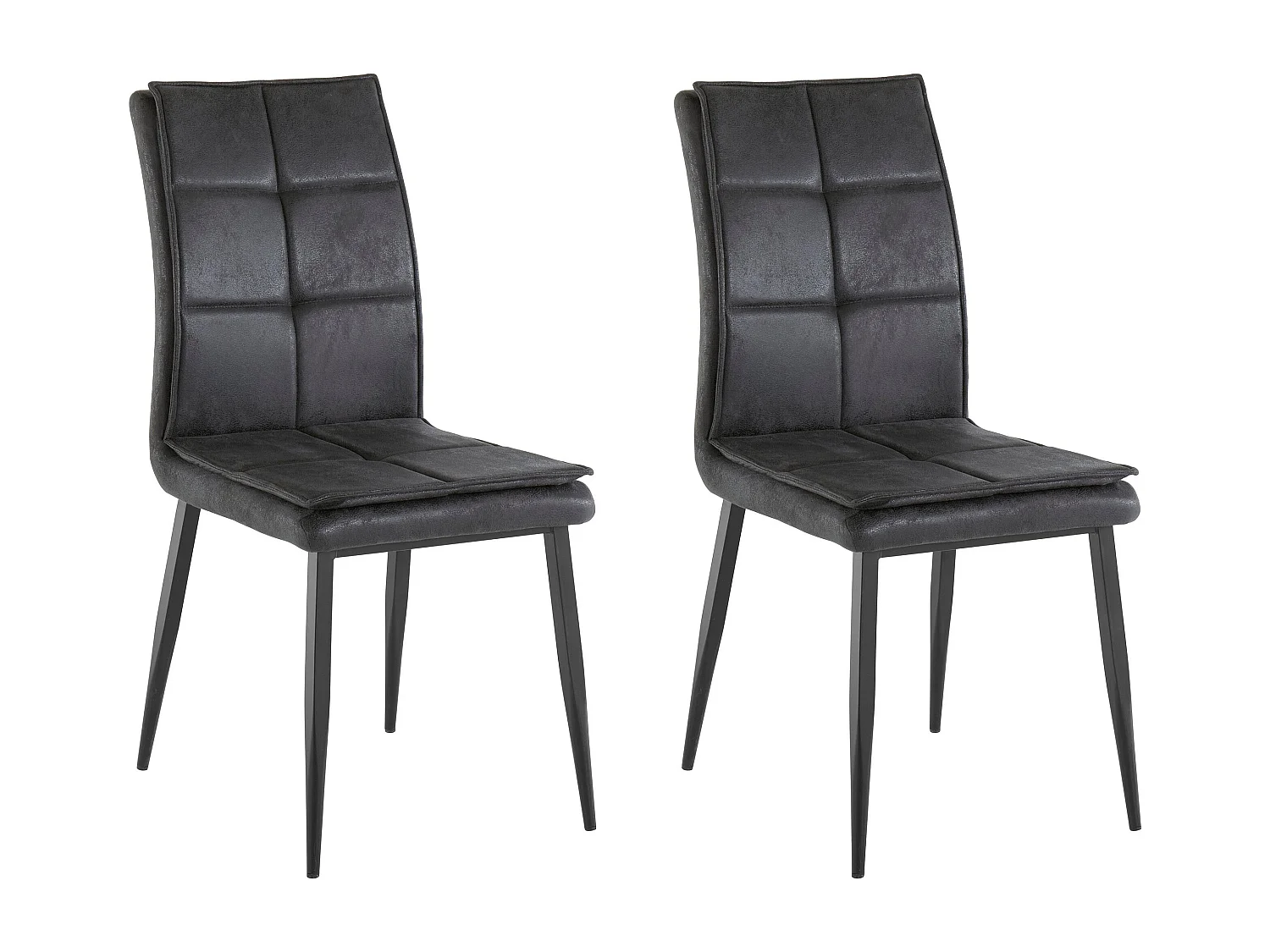 Lima | Chaise en microfibre anthracite / métal, 2 pièces