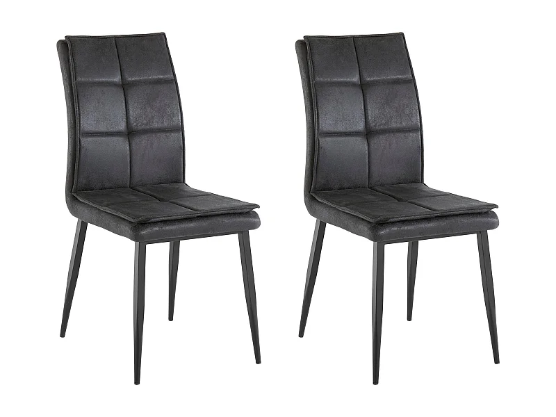 Lima | Chaise en microfibre anthracite / métal, 2 pièces
