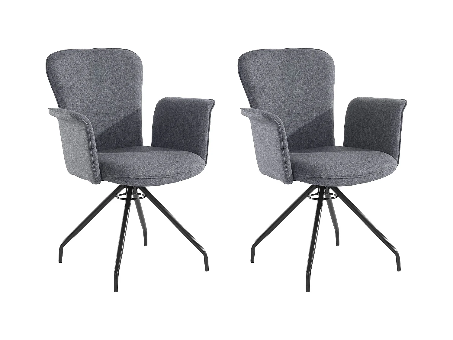 Carla | Fauteuil en tissu anthracite, 2 pièces