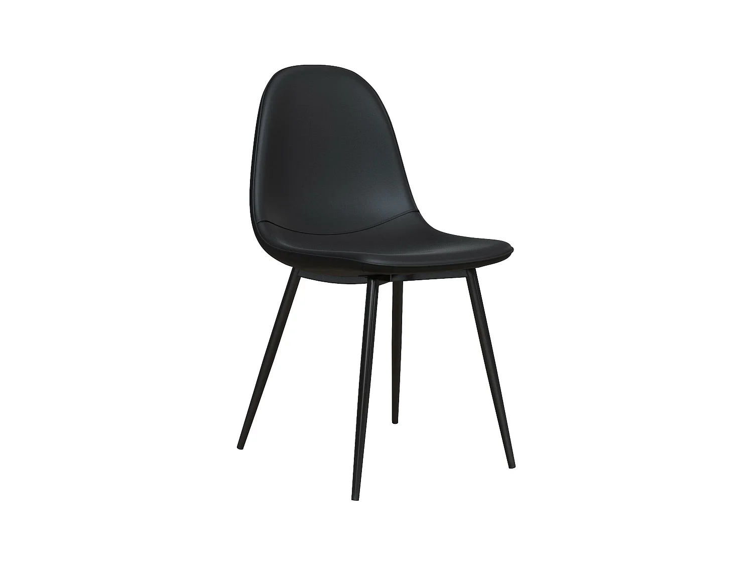 Calvin | Lot de 4 chaises de salle à manger en simili cuir noir