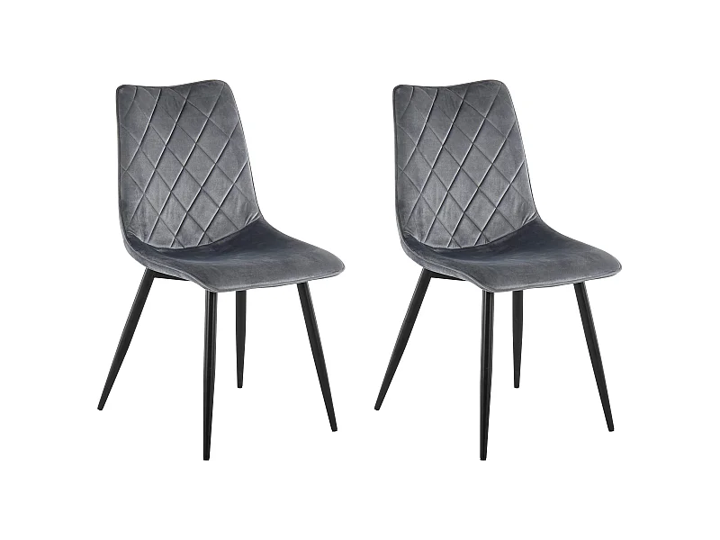 Lot de 2 chaises de salle à manger rembourrées en velours gris