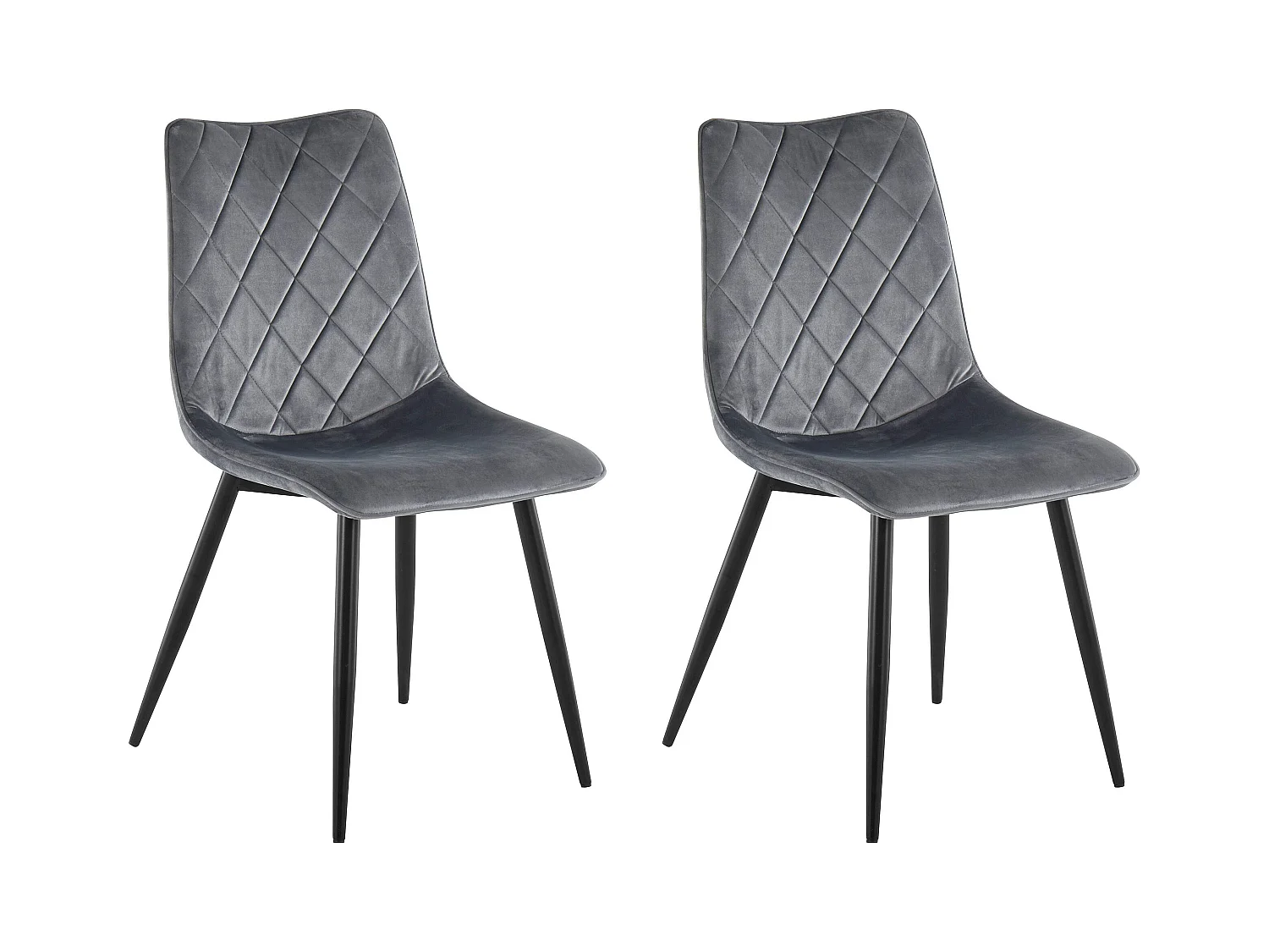 Lot de 2 chaises de salle à manger rembourrées en velours gris